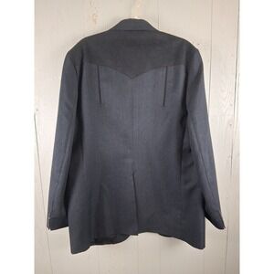 Vintage Tregos Western Blazer Sport Coat Mens 46L Blue Striped Cowboy Rockabilly